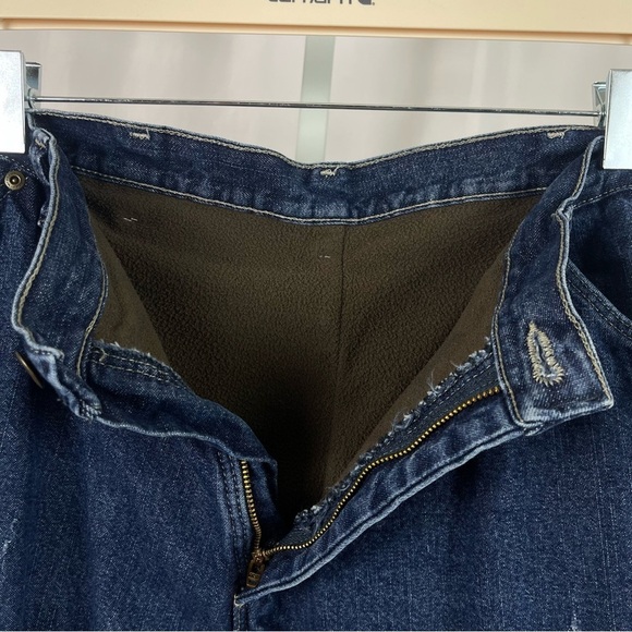 Wrangler 36x30 Fleece Lined Jeans Outdoor Chore Barn Winter Thick Warm Dark Wash - Picture 7 of 11